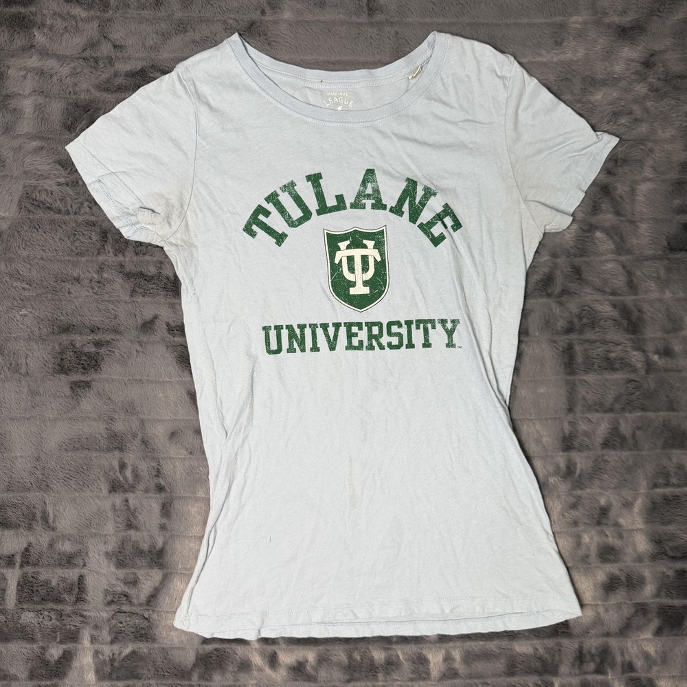 Tulane Green Wave Shirt Womens Large Blue NCAA Football League Graphic Tee